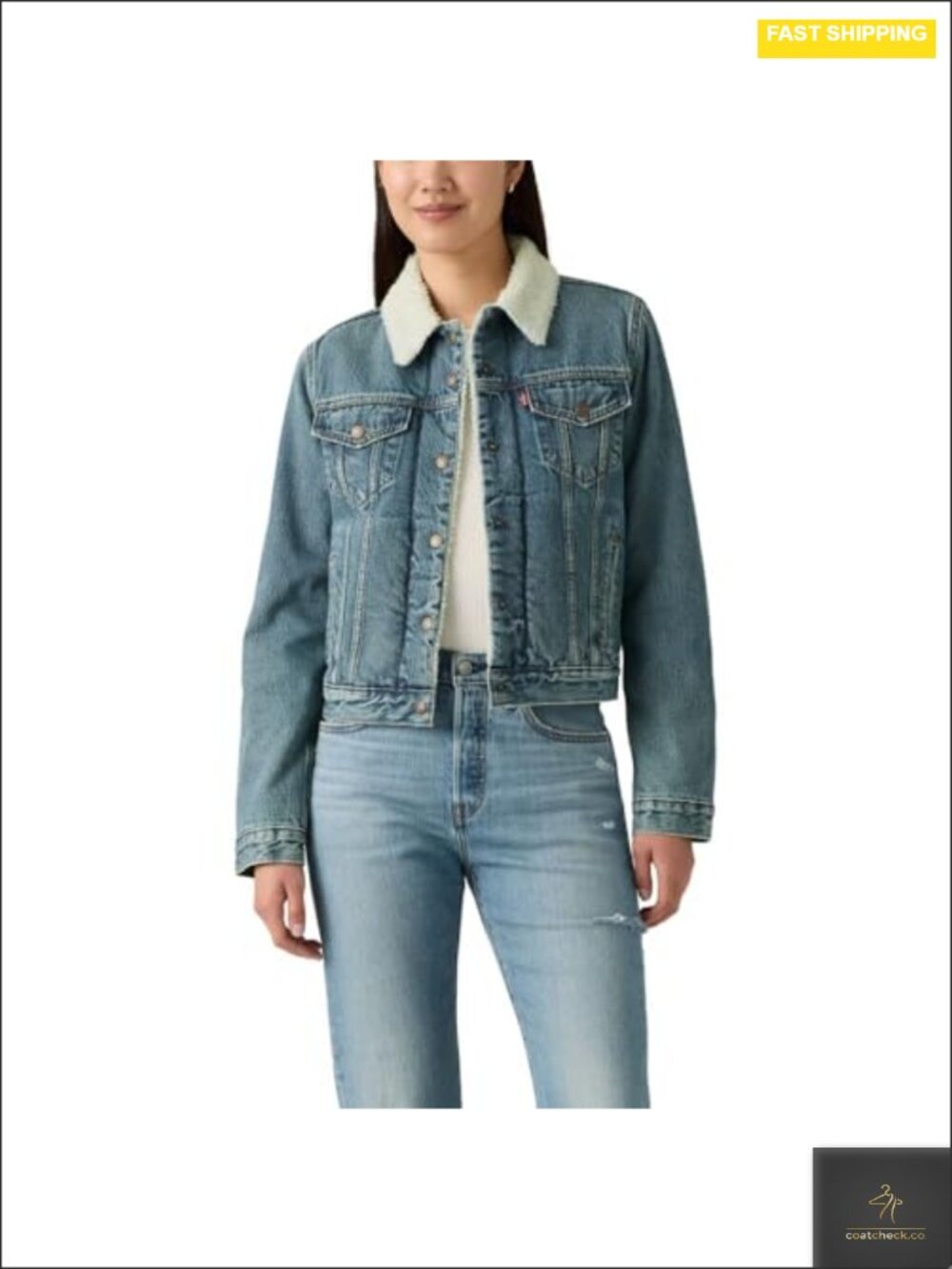 Levi's Sherpa Trucker Jacket Cotton Denim Jacket for Women Size S